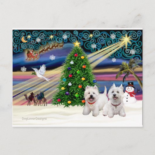 Cartes Pour Fêtes Annuelles XMAS MAGIC-WestiePAIR5et8 (Devant)
