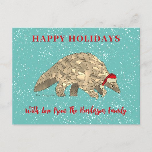 Cartes Pour Fêtes Annuelles Xmas Pangolin mignonne Espèces en voie de disparit (Devant)