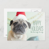 Cartes Pour Fêtes Annuelles Xmas Pug (Devant / Derrière)