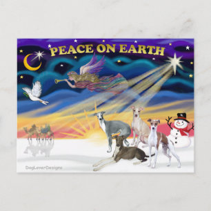 Cartes Pour Fêtes Annuelles Xmas Sunrise - Four Italian Greyhounds