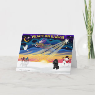 Cartes Pour Fêtes Annuelles XmasSunrise-Caniche-Noir