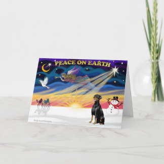 Cartes Pour Fêtes Annuelles XmasSunrise-Doberman 2 naturel