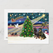 Cartes Pour Fêtes Annuelles Xms Magic-2 ROTTWEILERS (Devant / Derrière)