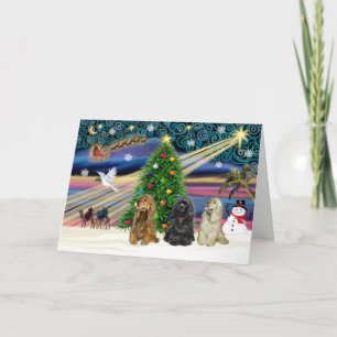 Cartes Pour Fêtes Annuelles Xms Magic-3Cockers-blk-brwn