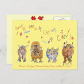 Cartes Pour Fêtes Annuelles Xos de caricature du Nouvel An chinois (Devant / Derrière)