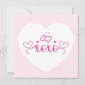 Cartes Pour Fêtes Annuelles XOXO Élégant Script Coeurs roses Valentines Day (Devant)