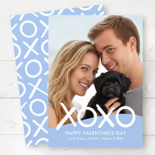 Cartes Pour Fêtes Annuelles XOXO Joyeuse Saint-Valentin Photo Bleu Moderne