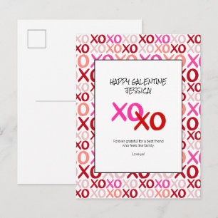 Cartes Pour Fêtes Annuelles XOXO moderne rose et rouge Galentines Meilleurs am
