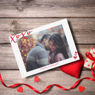 Cartes Pour Fêtes Annuelles XOXO Photo personnalisée I Modern I Valentine's Da
