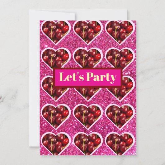 Cartes Pour Fêtes Annuelles Y2K『Let's Party』チェリーデザイン♡ (Devant)
