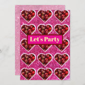 Cartes Pour Fêtes Annuelles Y2K『Let's Party』チェリーデザイン♡ (Devant / Derrière)
