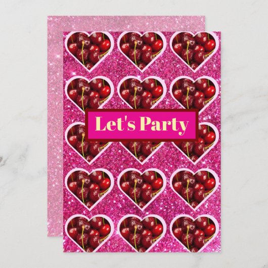Cartes Pour Fêtes Annuelles Y2K『Let's Party』チェリーデザイン♡ (Devant / Derrière)