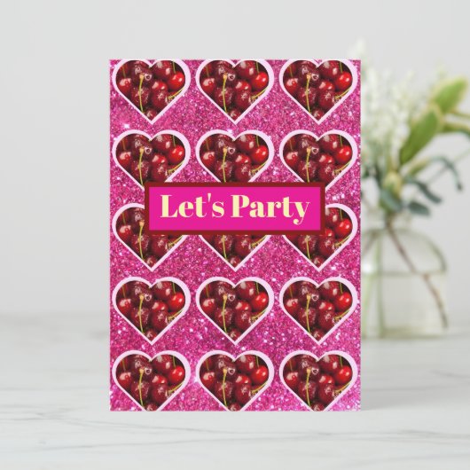 Cartes Pour Fêtes Annuelles Y2K『Let's Party』チェリーデザイン♡ (Debout devant)
