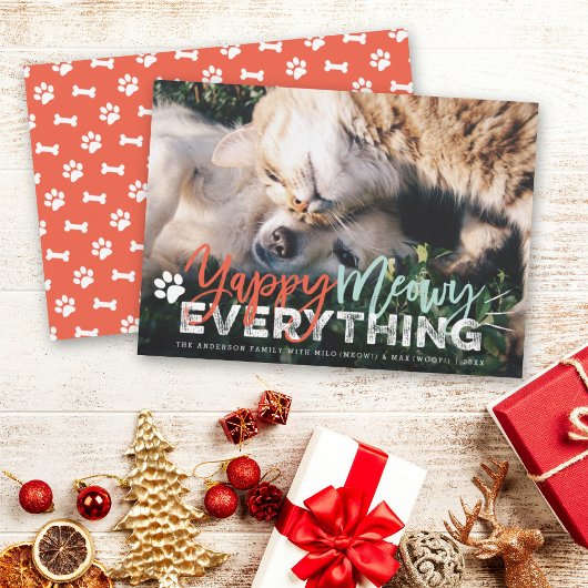Cartes Pour Fêtes Annuelles Yappy Meowy Everything Chien et chat Animateur de 