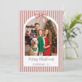 Cartes Pour Fêtes Annuelles Year in Review Christmas with Arch Photo & Red Bow (Debout devant)