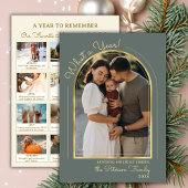 Cartes Pour Fêtes Annuelles Year in Review Modern Arch Photo Collage Green