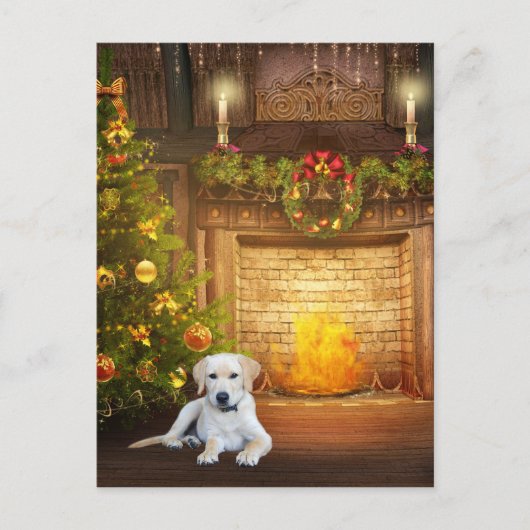 Cartes Pour Fêtes Annuelles Yellow lab Christmas (Devant)