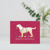 Cartes Pour Fêtes Annuelles Yellow Labrador Retriever Joyeux Noël Design (Debout devant)