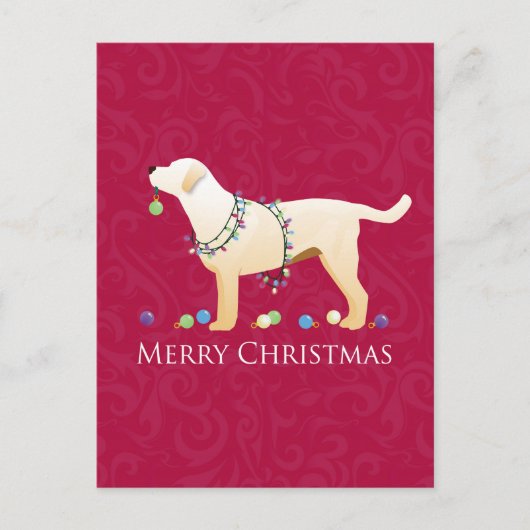 Cartes Pour Fêtes Annuelles Yellow Labrador Retriever Joyeux Noël Design (Devant)