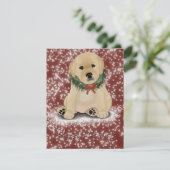Cartes Pour Fêtes Annuelles Yellow Puppy Holiday Card (Debout devant)