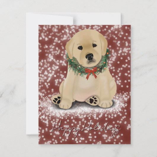 Cartes Pour Fêtes Annuelles Yellow Puppy Holiday Card (Devant)