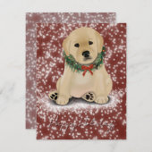 Cartes Pour Fêtes Annuelles Yellow Puppy Holiday Card (Devant / Derrière)