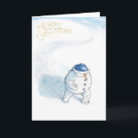 Cartes Pour Fêtes Annuelles Yellowsnow Snowman<br><div class="desc">Traversant la neige dans un froid amer,  ce solitaire feuille un accueil de Noël qui réchauffe plus que le coeur !</div>
