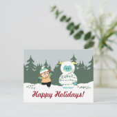 Cartes Pour Fêtes Annuelles Yeti de Noël (Debout devant)
