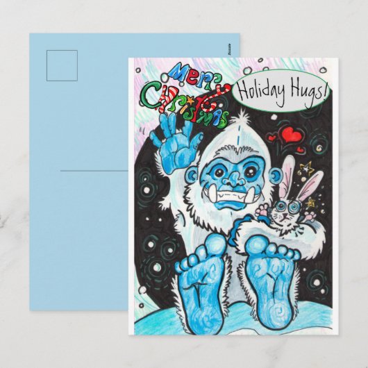 Cartes Pour Fêtes Annuelles Yeti Holiday Hugs (Devant / Derrière)