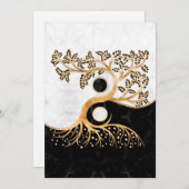 Cartes Pour Fêtes Annuelles Yin Yang Tree - Marbres et or (Devant / Derrière)