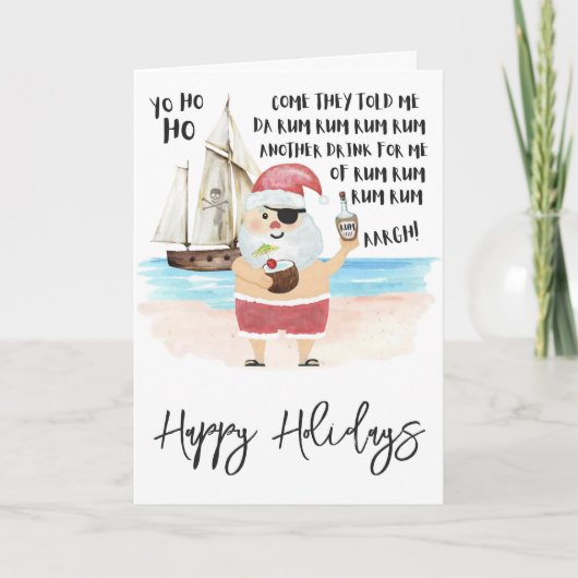 Cartes Pour Fêtes Annuelles Yo Ho Ho Pirate Père Noël Rum Christmas (Devant)