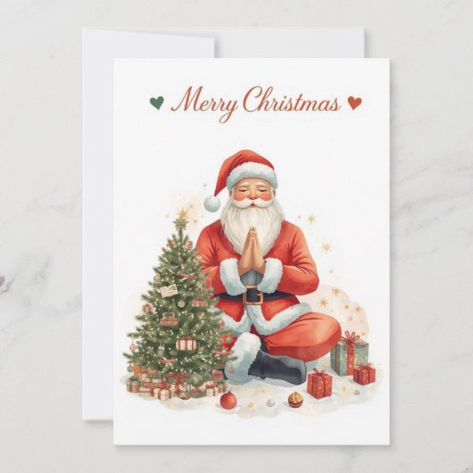 Cartes Pour Fêtes Annuelles Yoga Christmas Santa Claus posant Yoga Holiday (Devant)