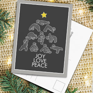 Cartes Pour Fêtes Annuelles Yoga Gingerbread Joy Love Peace Holiday Postcard