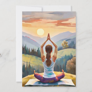 Cartes Pour Fêtes Annuelles Yoga Girl Confortable, Paix