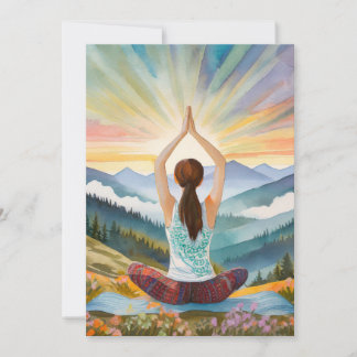 Cartes Pour Fêtes Annuelles Yoga Girl Top Of The Mountains