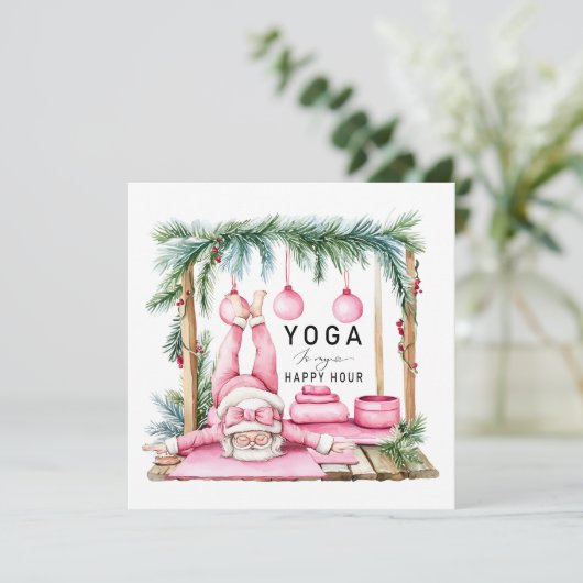 Cartes Pour Fêtes Annuelles Yoga Noël Père Noël Poser respirer (Debout devant)