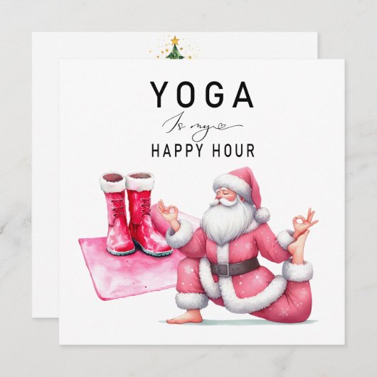 Cartes Pour Fêtes Annuelles Yoga Noël Père Noël Poster (Devant / Derrière)