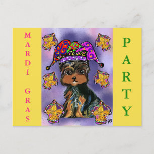 CARTES POUR FÊTES ANNUELLES YORKIE POO MARDI GRAS