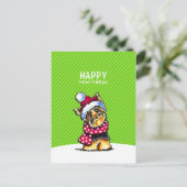 Cartes Pour Fêtes Annuelles Yorkie Scarf Noël Joyeux Howl-i-days (Debout devant)