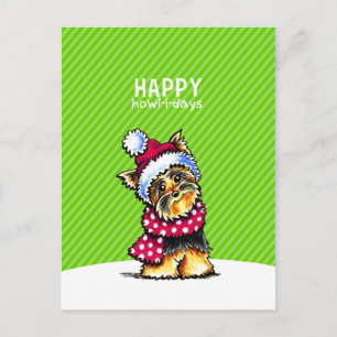 Cartes Pour Fêtes Annuelles Yorkie Scarf Noël Joyeux Howl-i-days