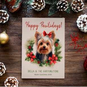 Cartes Pour Fêtes Annuelles Yorkie Yorkshire Terrier Chien Noël