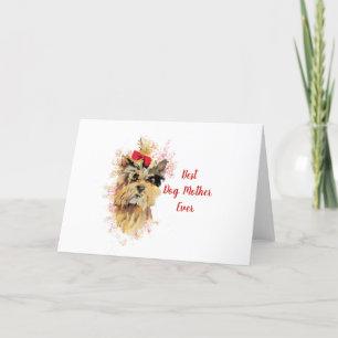 Cartes Pour Fêtes Annuelles Yorkshire Terrier adorable avec voeux de fête des 
