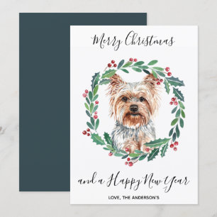 Cartes Pour Fêtes Annuelles Yorkshire Terrier Chien élégant Joyeux Noël