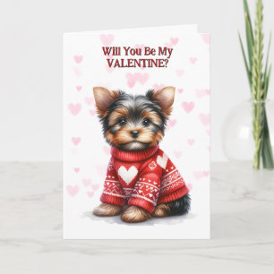Cartes Pour Fêtes Annuelles Yorkshire Terrier Chiot en Sweat Valentine
