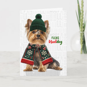 Cartes Pour Fêtes Annuelles Yorkshire Terrier Drôles Puces Navidog Noël