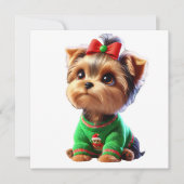 Cartes Pour Fêtes Annuelles Yorkshire Terrier en pull de Noël (Devant)