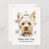 Cartes Pour Fêtes Annuelles Yorkshire Terrier Flèches de neige Texte personnal (Devant / Derrière)
