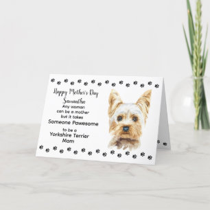 Cartes Pour Fêtes Annuelles Yorkshire Terrier Maman Monogramme Nom Fête des mè