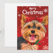 Cartes Pour Fêtes Annuelles Yorkshire Terrier Noël (Devant / Derrière)