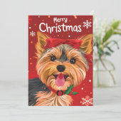 Cartes Pour Fêtes Annuelles Yorkshire Terrier Noël (Debout devant)